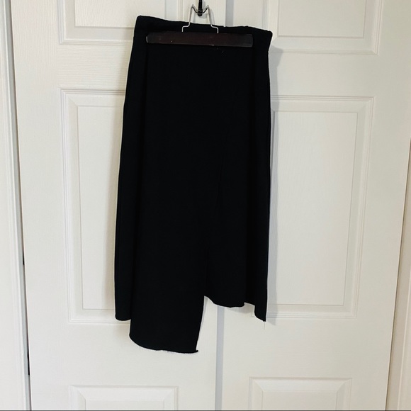 FREE PEOPLE FAUX WRAP ASYMMETRICAL BLACK SKIRT - Picture 2 of 12